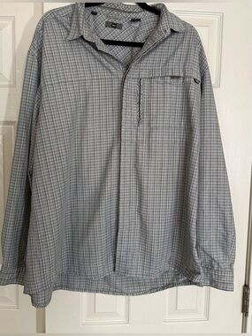 REI Gray Plaid Lightweight Hiking Shirt Mens XL